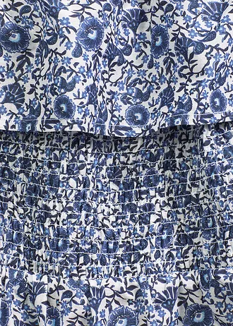 Boho midi šaty s výstřihem Carmen, z lehké bavlny • modrá s potiskem • bonprix obchod