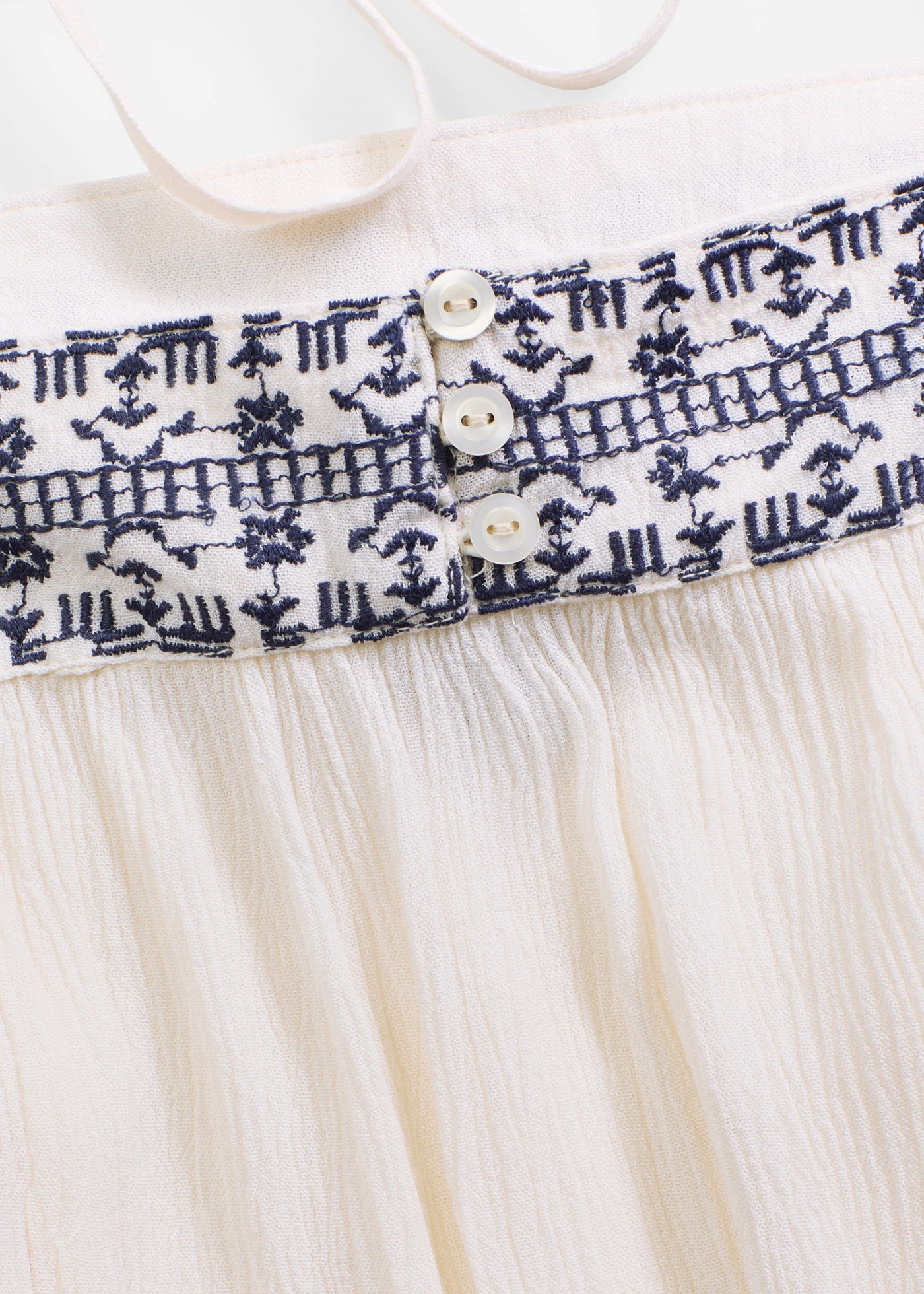 Blousetop met borduursel • ecru-donkerblauw met print • bonprix online shop