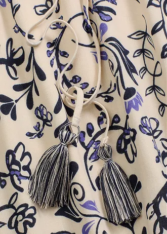 Robe courte bohème • écru/bleu foncé floral • Boutique bonprix