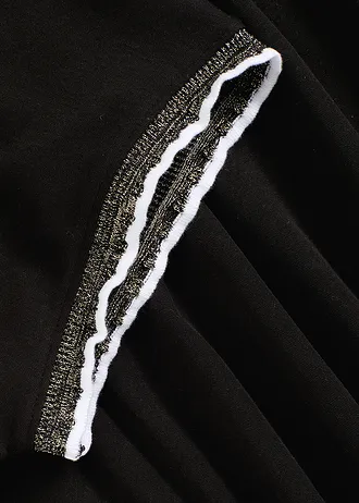 Bluză tricot cu elemente decorative din bumbac 100% • negru • magazin bonprix