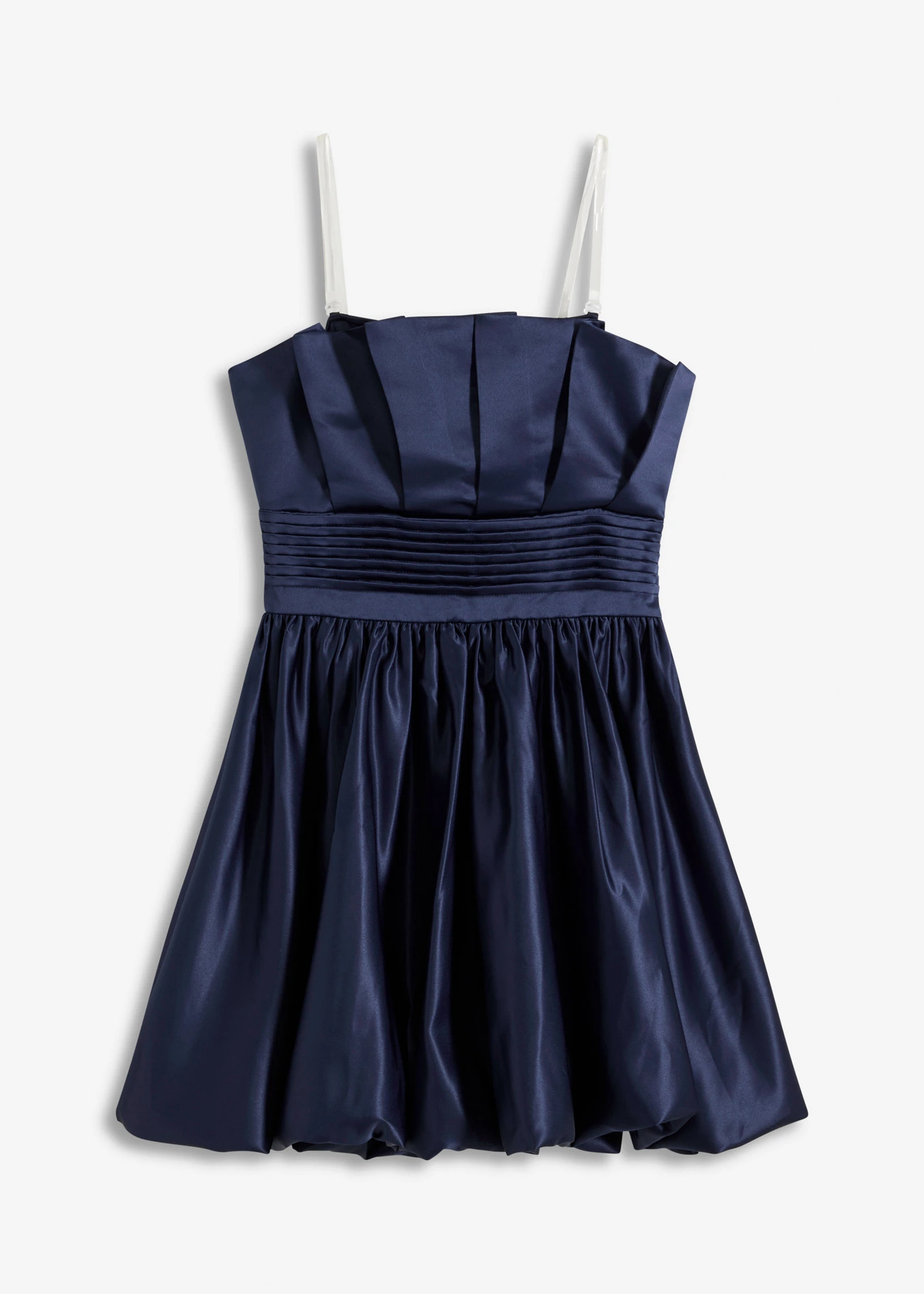 Jurk van glanzend satijn, ballonmodel • donkerblauw • bonprix online shop