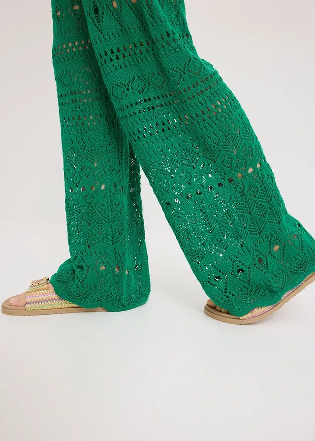 Pantalon en maille ajourée à taille élastiquée • vert brillant • product-page.page-title-suffix