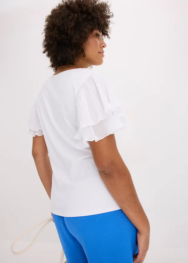 Shirt met volants, Kleur: wit