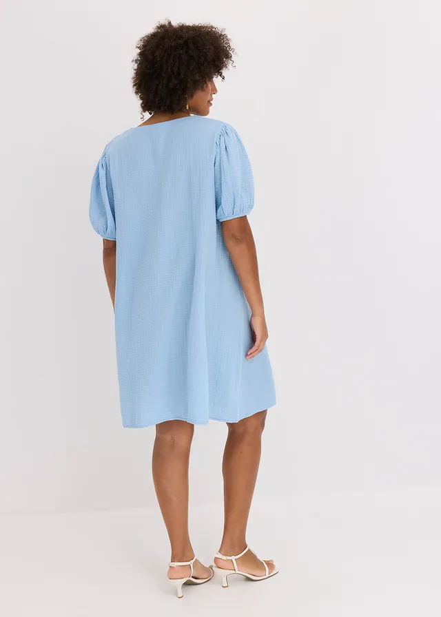 Robe courte en gaze de coton, Couleur: bleu clair