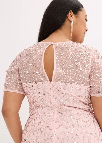 Maxi šaty z něžného tylu, s výšivkou s flitry • perlově růžová plus size • bonprix obchod