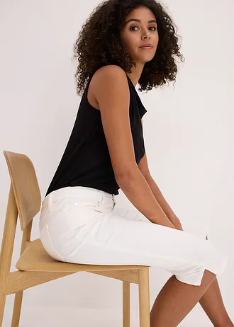 Pantalon corsaire à taille élastiquée • blanc • Boutique bonprix