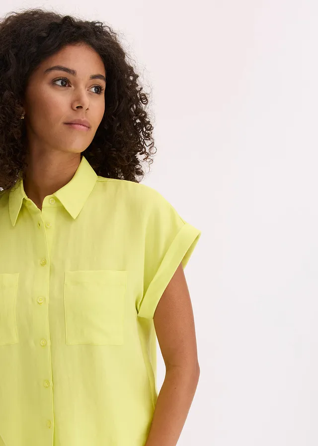 Overhemdblouse in een soepele lyocellmix • citrusgeel • product-page.page-title-suffix