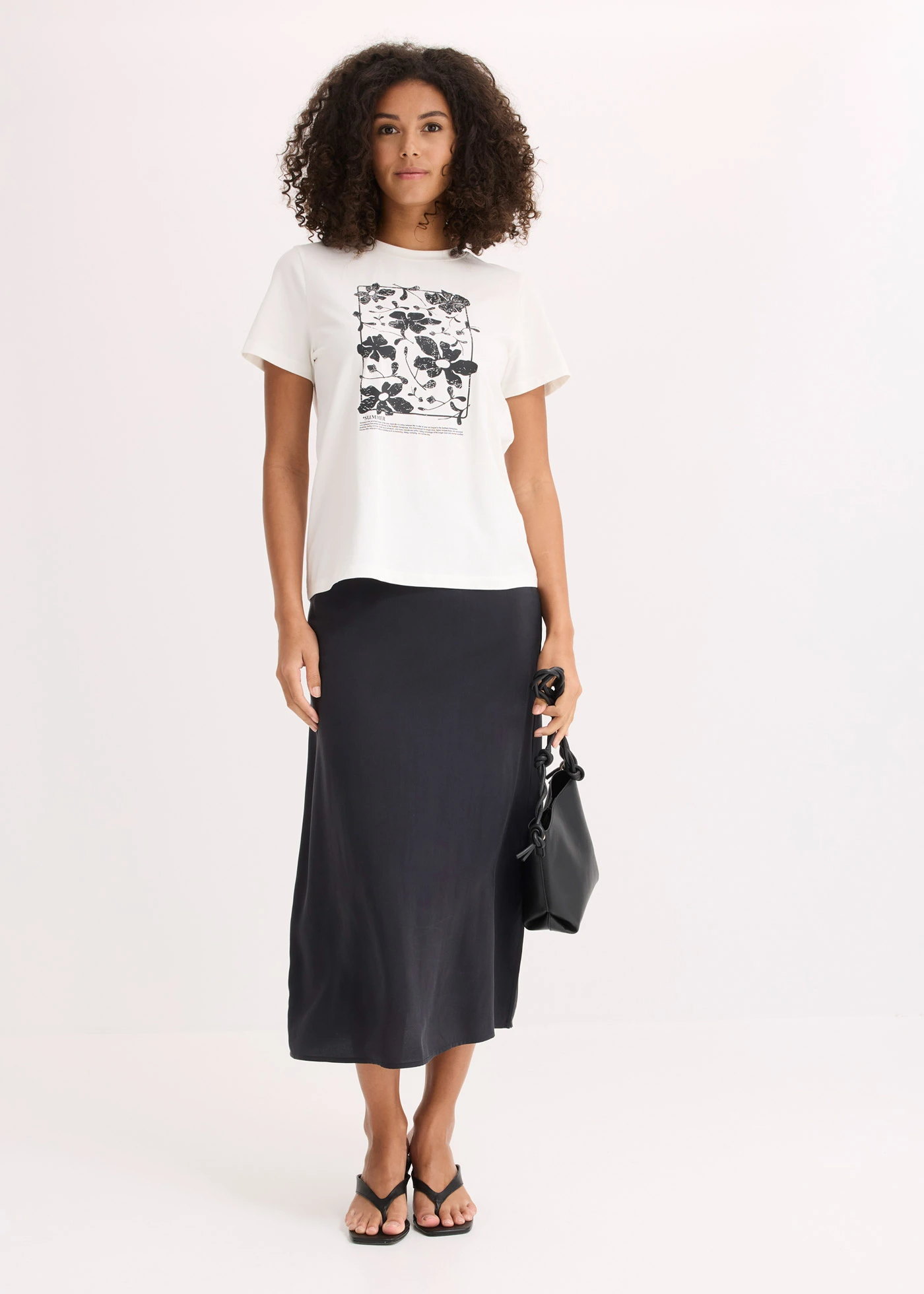 T-shirt met placement-print • wolwit-zwart met grafisch motief • bonprix online shop