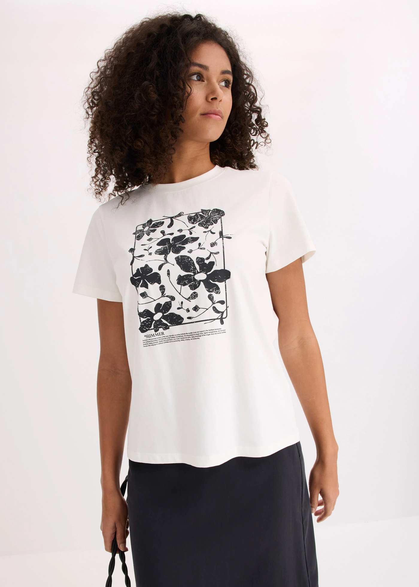 T-shirt met placement-print • wolwit-zwart met grafisch motief • bonprix online shop