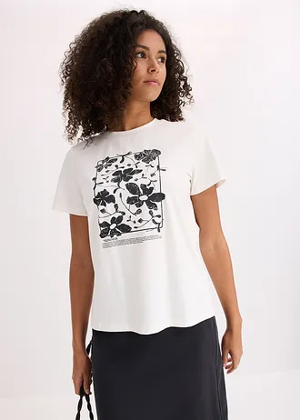T-shirt met placement-print • wolwit-zwart met grafisch motief • bonprix online shop