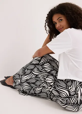 Jupe en jersey coton • noir-écru imprimé • Boutique bonprix