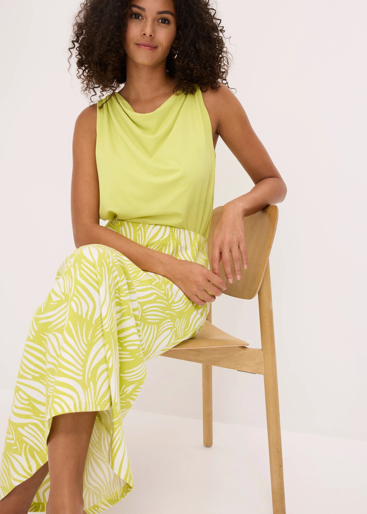 Jupe en jersey coton • jaune citron-écru imprimé • Boutique bonprix