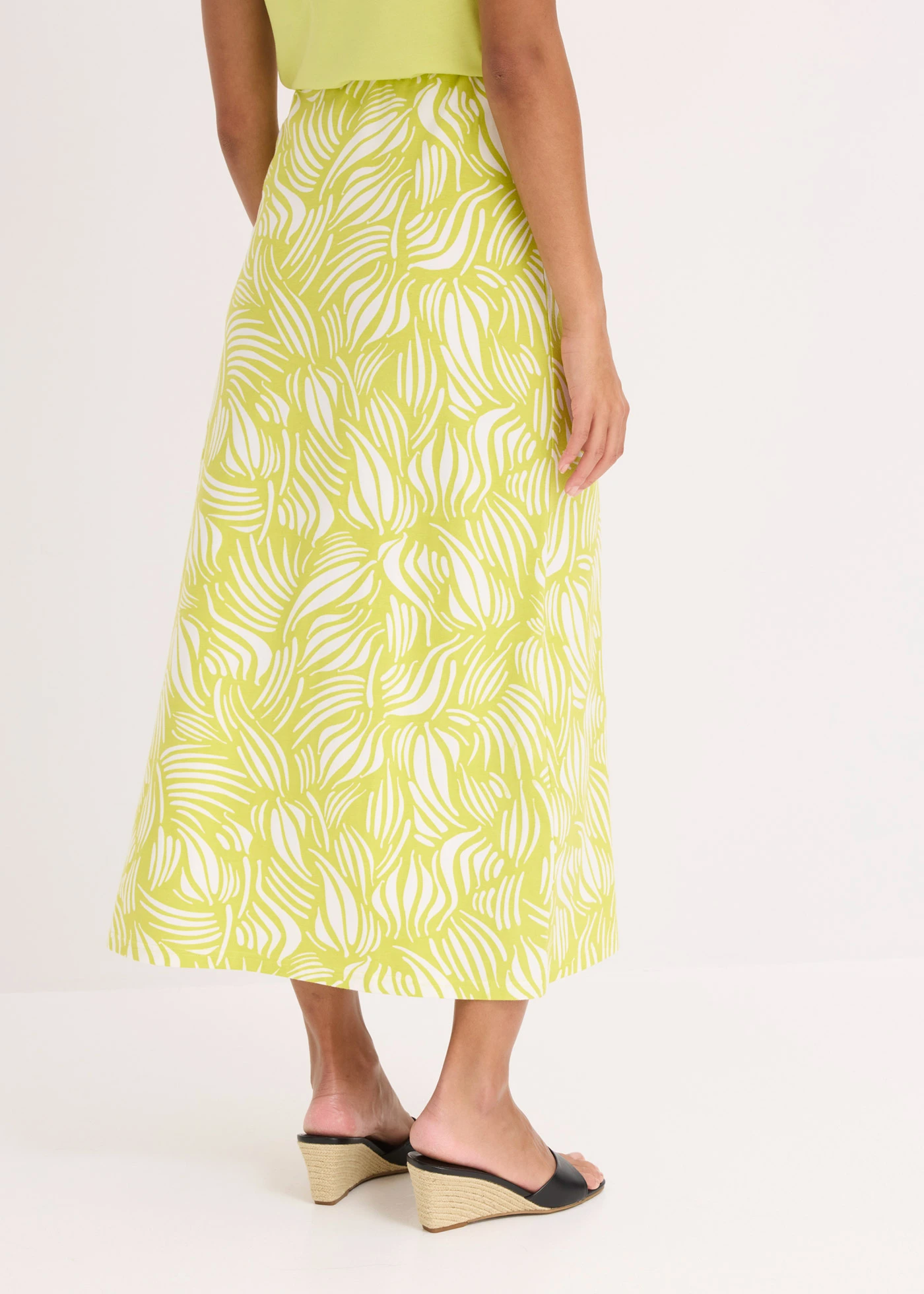 Jersey rok van biologisch katoen met stretch • citrusgeel-wolwit gedessineerd • bonprix online shop