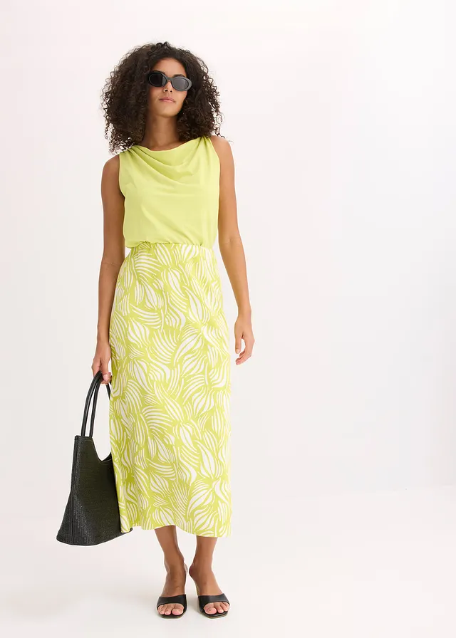 Jersey rok van katoen met stretch citrusgeel