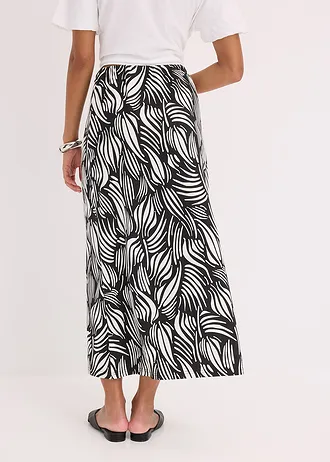 Jersey rok van biologisch katoen met stretch • zwart-wolwit gedessineerd • bonprix online shop