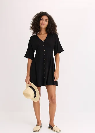 Getailleerde mini jurk, Kleur: zwart