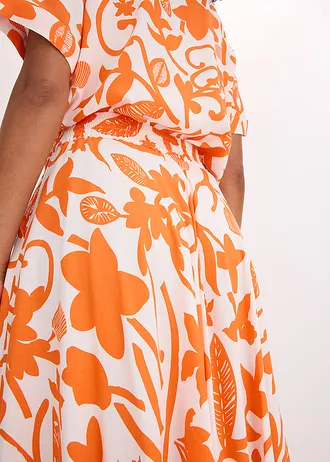 Jupe longue en viscose fluide • écru/mangue floral • Boutique bonprix