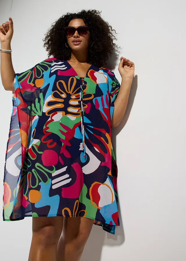 Strandtuniek van chiffon bruin