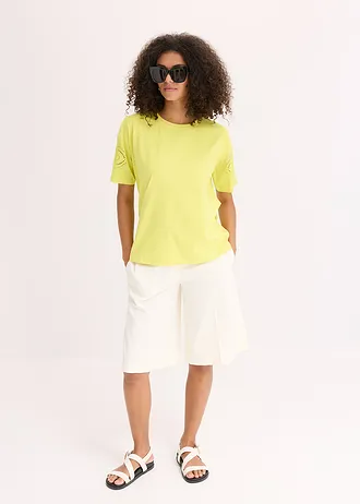 Tricou cu broderie perforată • galben citric • magazin bonprix