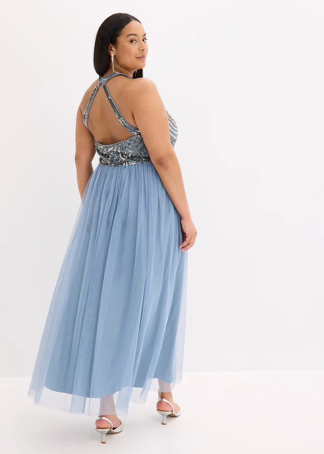 Robe longue brodée de sequins • bleu clair/argenté plus size • product-page.page-title-suffix