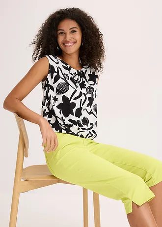 Pantalon corsaire à taille élastiquée • jaune citron • Boutique bonprix