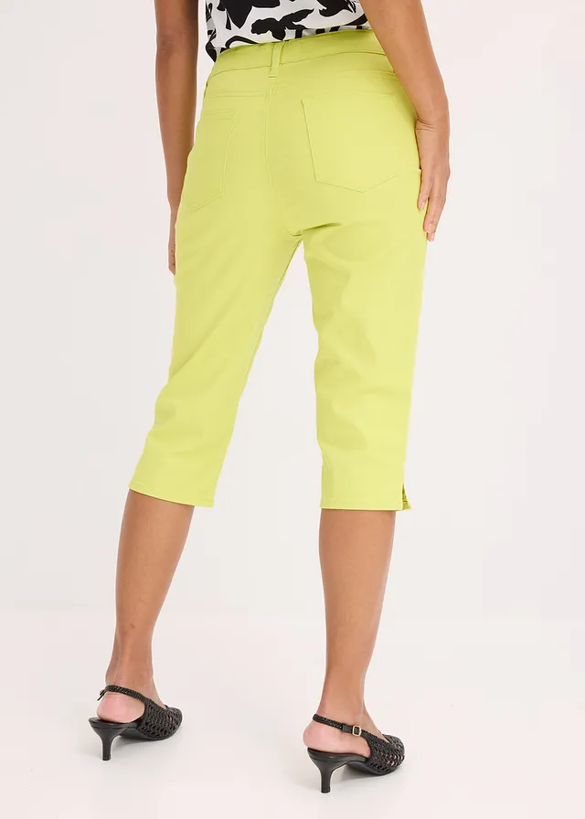 Capri broek met een comfortabele band, Kleur: citrusgeel