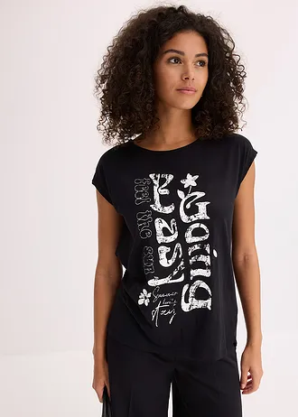 Longshirt van biologisch katoen • zwart • bonprix online shop