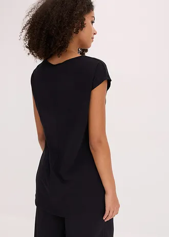 T-shirt long 100% coton • noir • Boutique bonprix