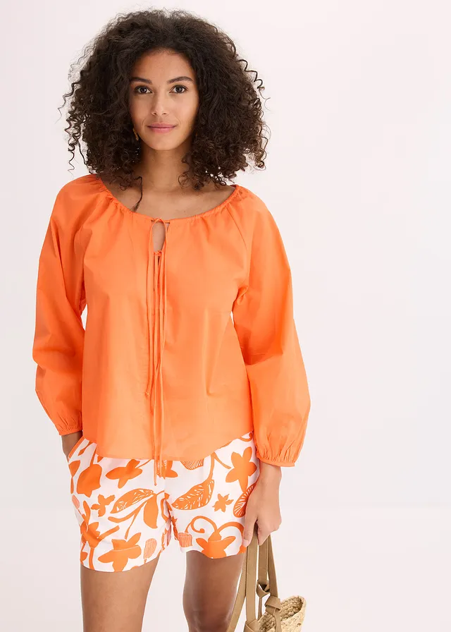 Blouse van biologisch katoen, Kleur: mango