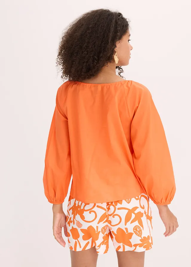 Blouse van biologisch katoen, Kleur: mango