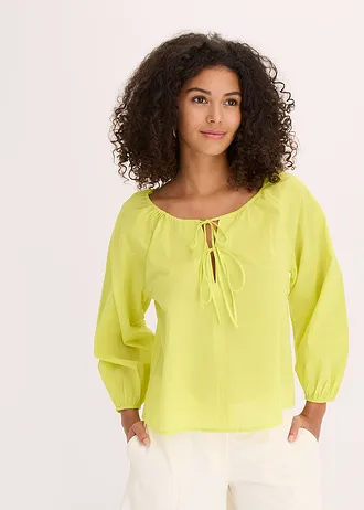 Blouse van biologisch katoen, Kleur: citrusgeel