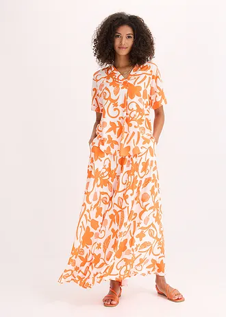 Tuniekblouse van soepele viscose met print • wolwit-mango gebloemd • bonprix online shop