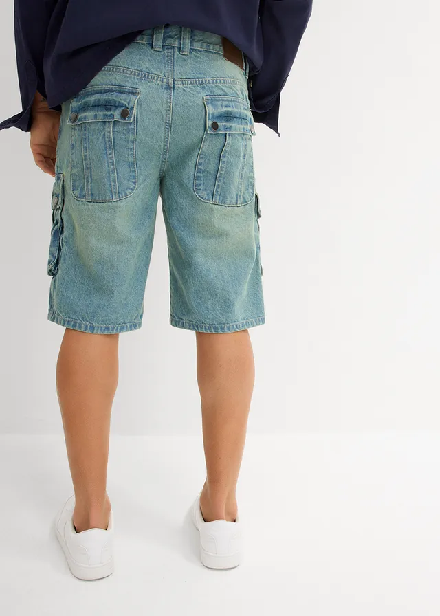 Cargo džínové bermudy, Regular Fit, barva: nočně modrý denim