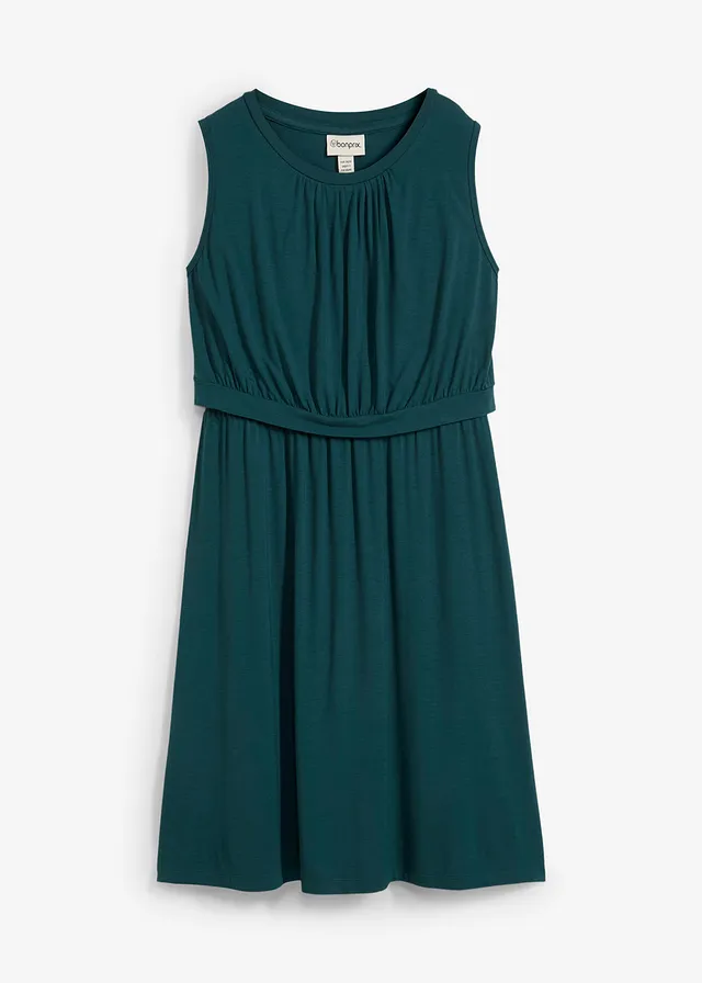Robe 2en 1 de grossesse et d’allaitement en viscose, Couleur: vert pétrole