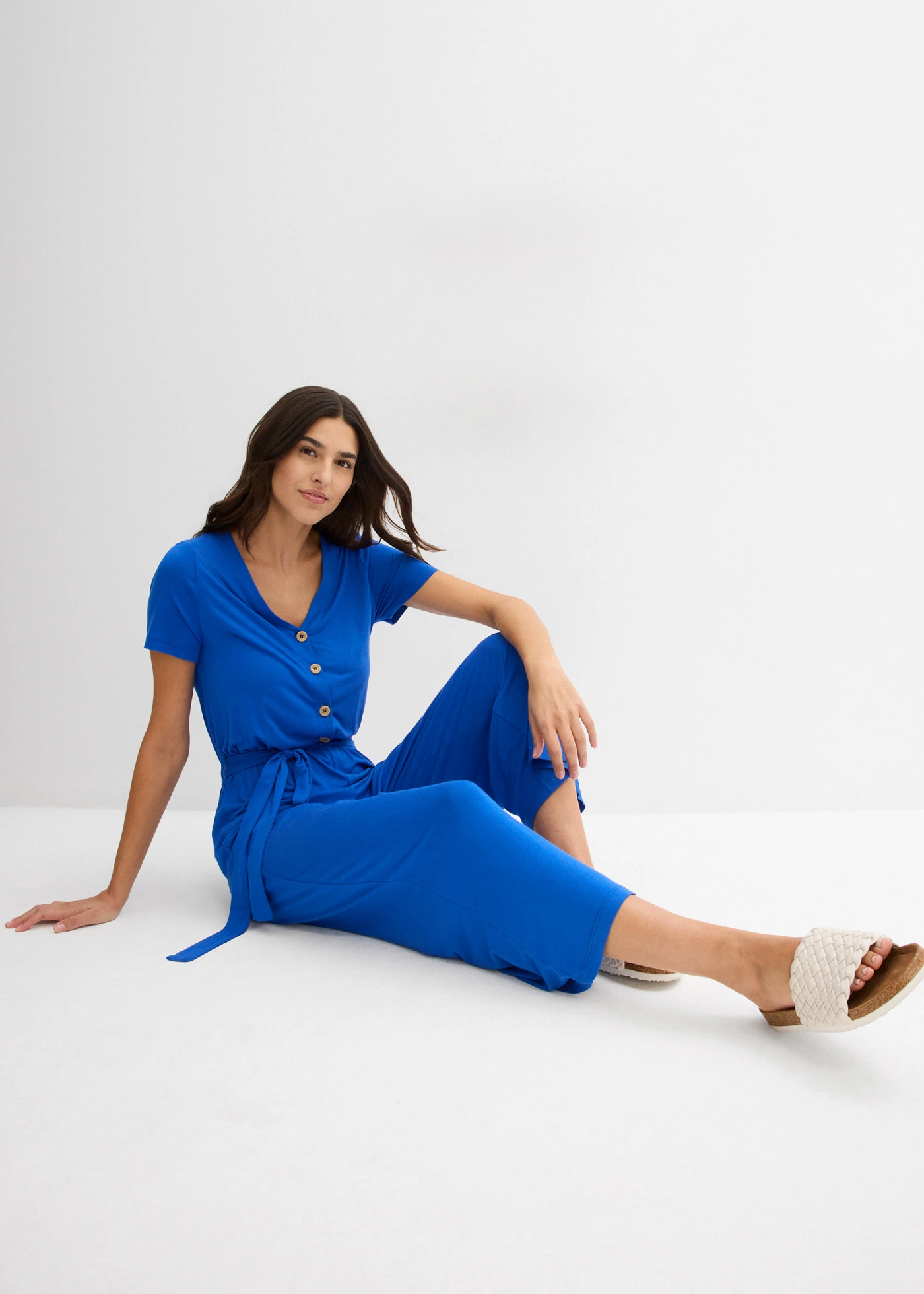 Žerzejový overal ze směsi s viskózou • modrá • bonprix obchod