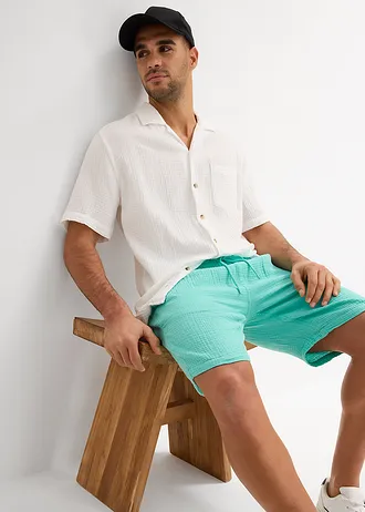 Mušelínové šortky z čisté bavlny, Regular Fit • tichomořská modrá • bonprix obchod