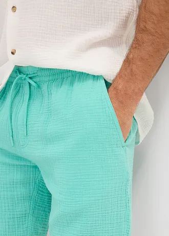 Mušelínové šortky z čisté bavlny, Regular Fit • tichomořská modrá • bonprix obchod