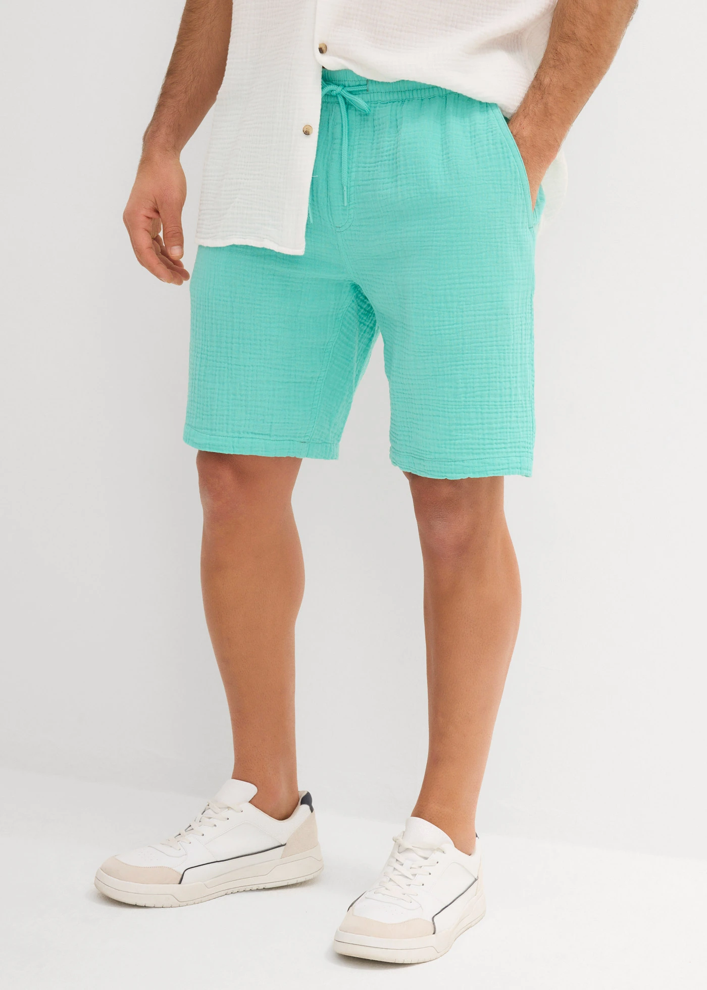 Mousseline short van katoen, regular fit • pacifisch groen • bonprix online shop