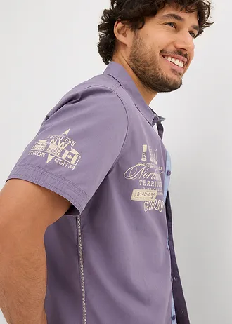 Košile s krátkým rukávem, Slim Fit • kouřově fialová • bonprix obchod