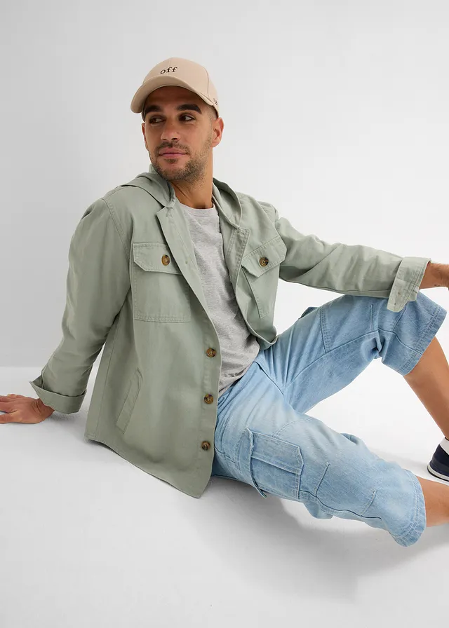 Regular fit 3/4 cargo jeans, straight • ijsblauw denim • product-page.page-title-suffix