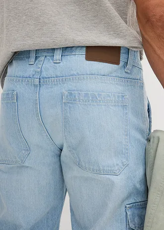 Jean cargo extensible longueur 3/4, coupe droite regular • bleu glacier denim • Boutique bonprix