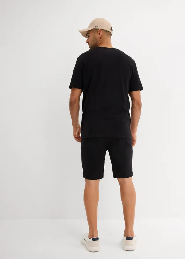 T-shirt et bermuda (ens. 2 pces) en jersey 100% coton, Couleur: noir