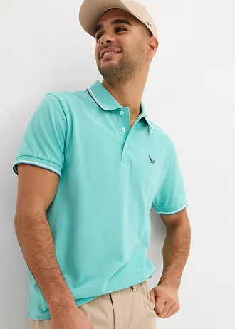 Polo en maille piquée 100% coton, Couleur: vert pacifique
