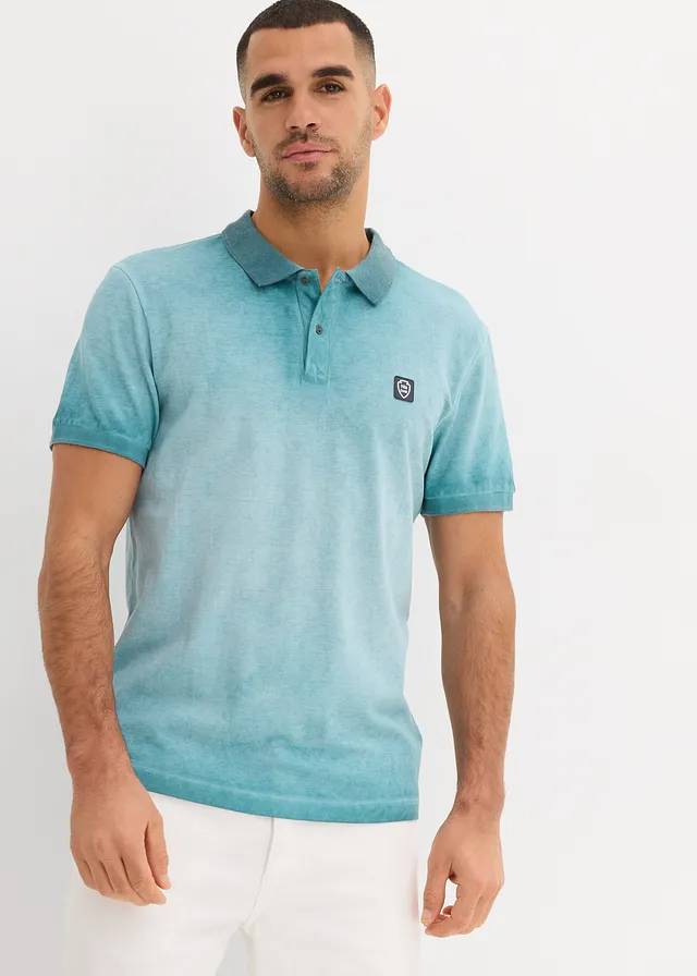 Piqué poloshirt in washed out look • pacifisch groen used • product-page.page-title-suffix