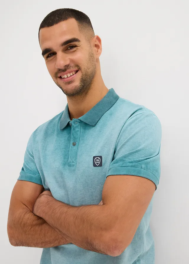 Piqué poloshirt in washed out look • pacifisch groen used • product-page.page-title-suffix