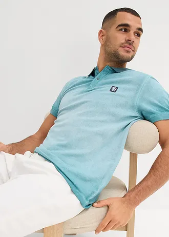 Piqué poloshirt in washed out used look • pacifisch groen used • bonprix online shop
