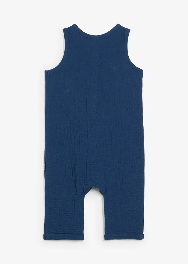 Baby mousseline jumpsuit van katoen, Kleur: diepblauw