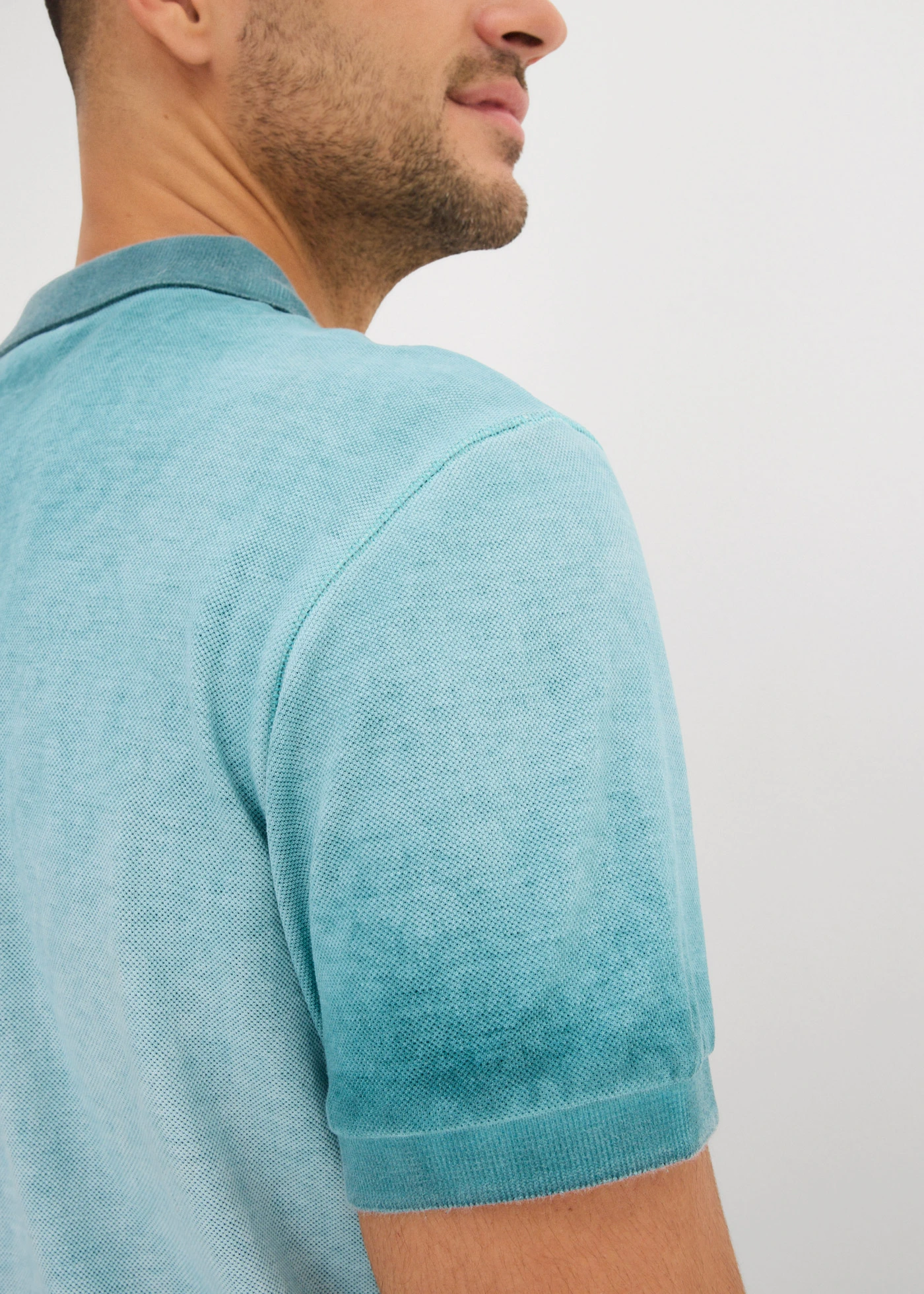 Piqué poloshirt in washed out used look • pacifisch groen used • bonprix online shop