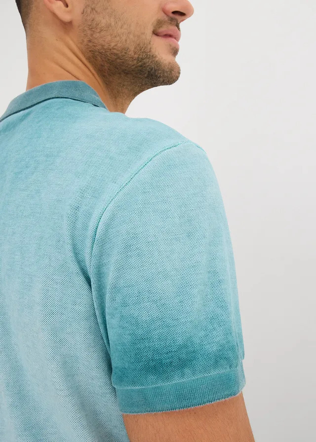 Piqué poloshirt in washed out look • pacifisch groen used • product-page.page-title-suffix