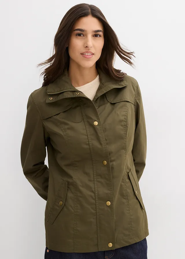 Veste à col montant, Couleur: olive foncé